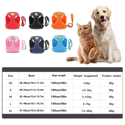 Reflective Mesh Pet Harness Set